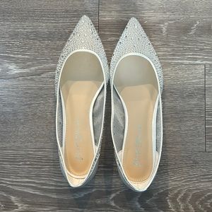 White Jeweled Betsy Johnson Flats
